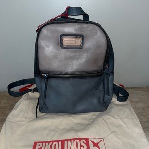 Pikolinos Leather Zip Top Backpack Ocean